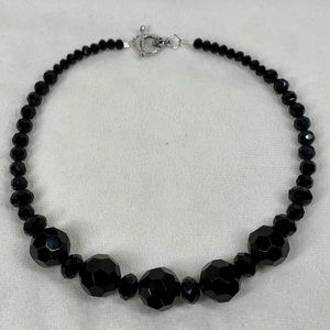 Black Glass Faceted Beaded Choker
